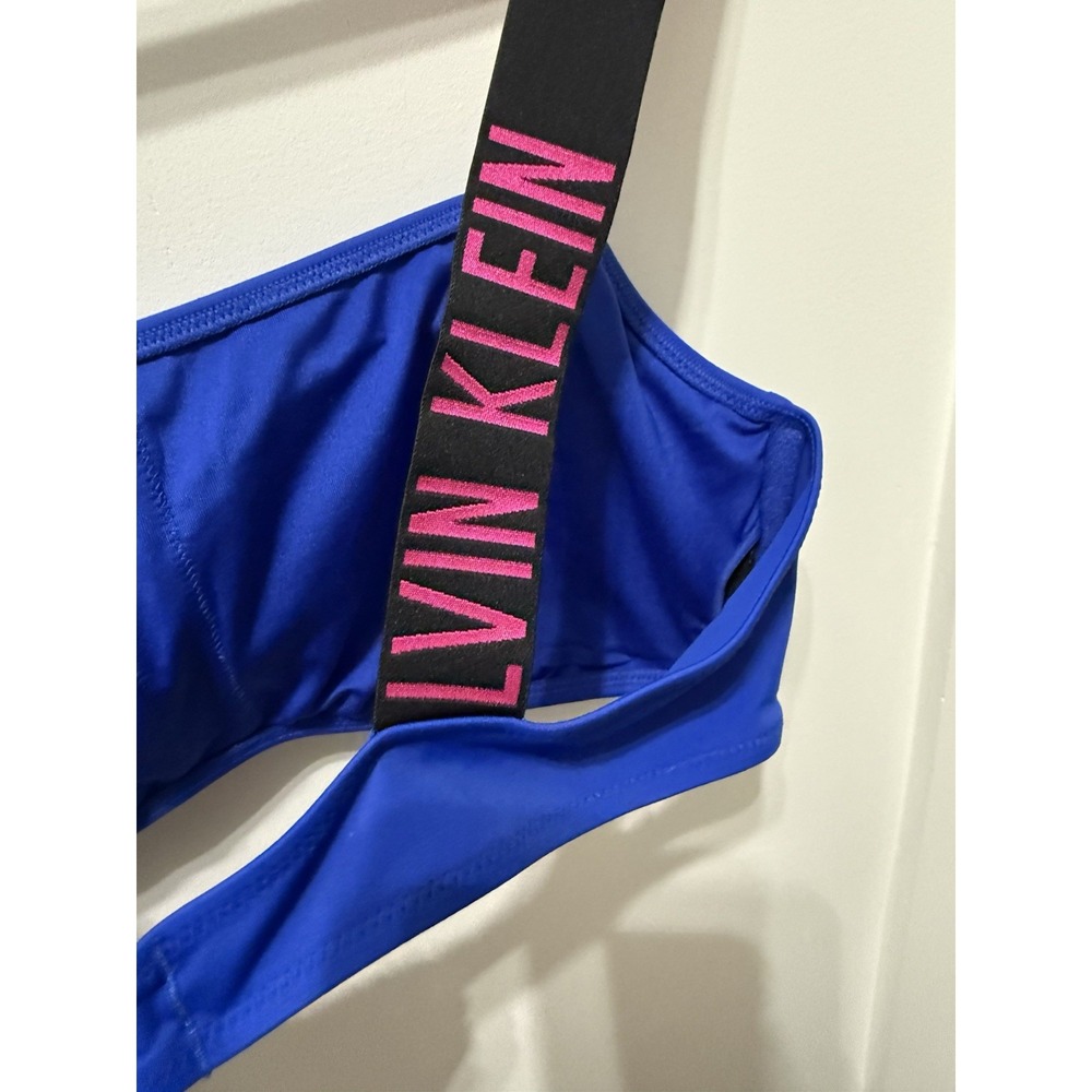 Calvin Klein Blue bikini Set Large High Waist Bottom Intense Power Ribbed - Picture 7 of 14